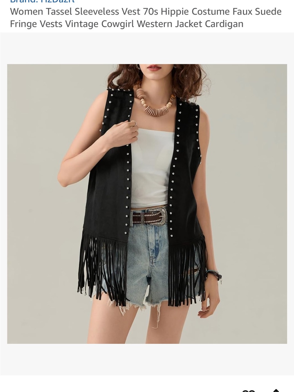 Black Fringe Faux Suede Stud Vest - Women